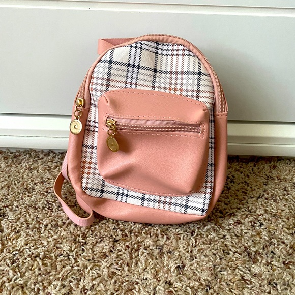 Shein Mini Pink Plaid Backpack - Picture 2 of 11